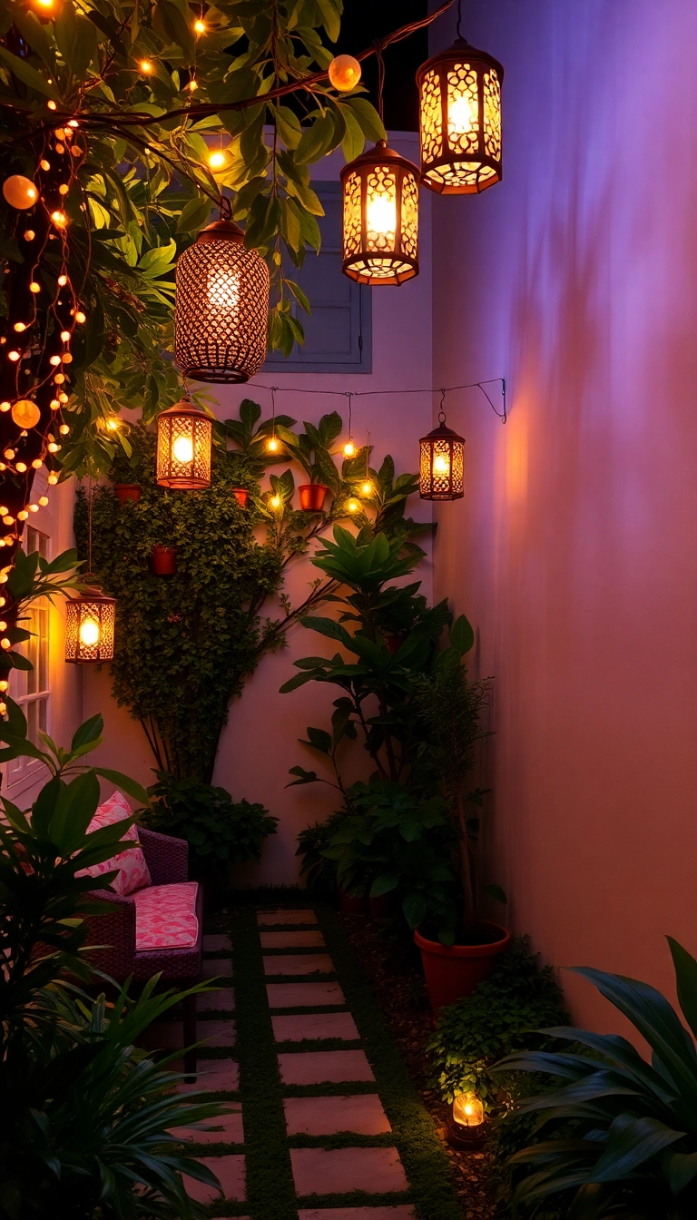 21 Gorgeous Small Courtyard Garden Decor Ideas You’ll Fall in Love With! - 7. Decorative Lighting