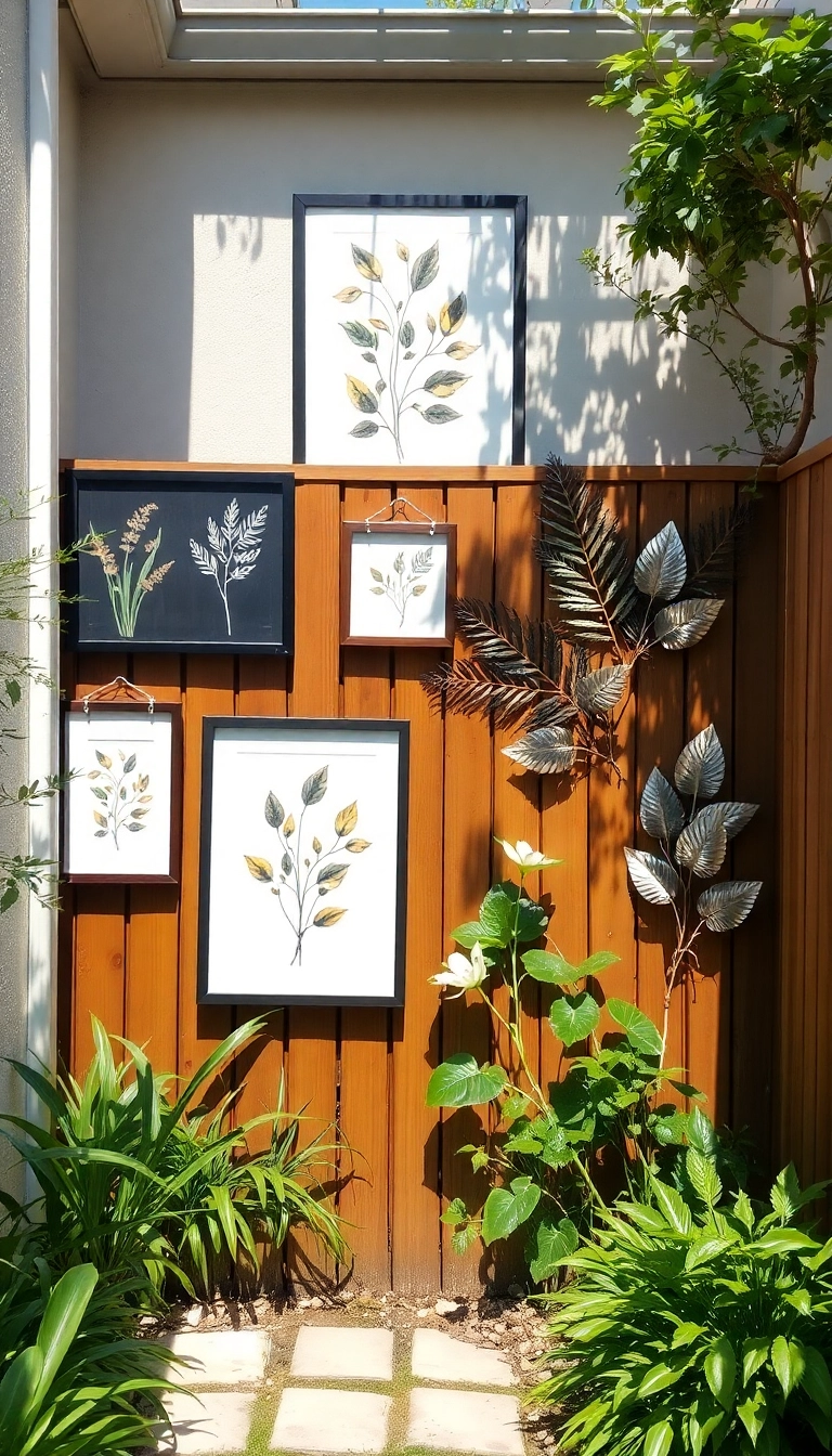 21 Gorgeous Small Courtyard Garden Decor Ideas You’ll Fall in Love With! - 18. Nature-Inspired Wall Art