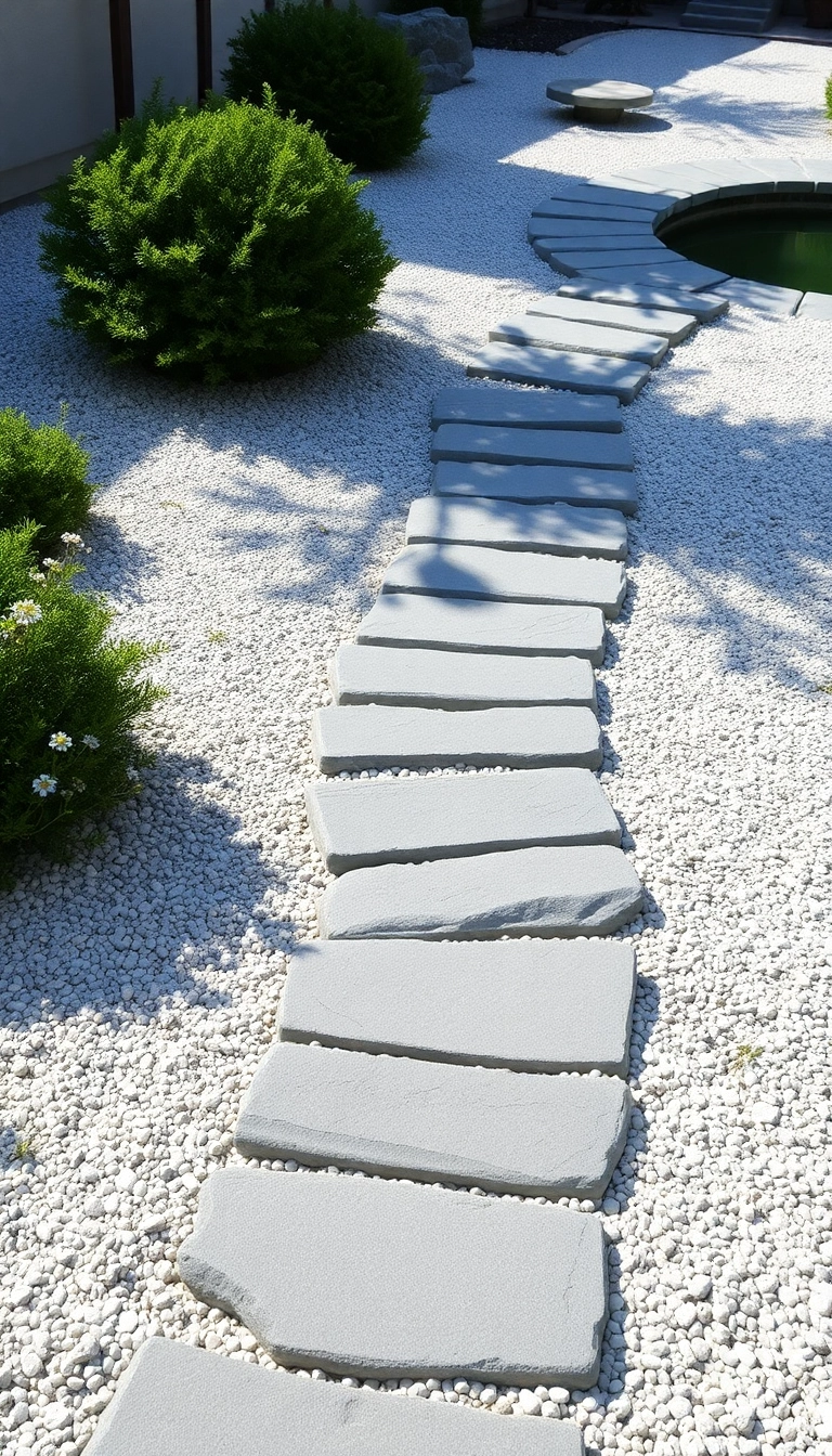 22 Stunning Zen Garden Designs Inspired by Traditional Japanese Aesthetics (You'll Be Amazed by #11!) - 1. Minimalist Stone Pathways