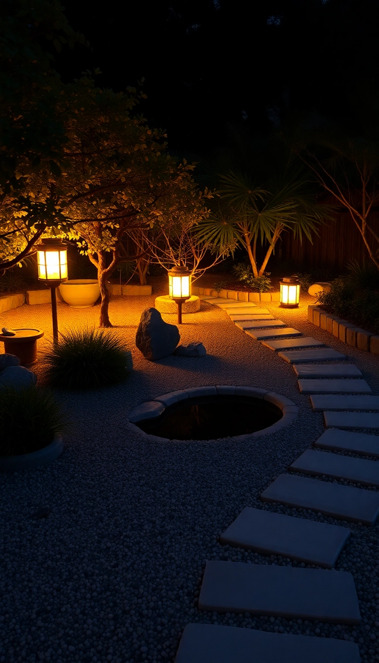 22 Stunning Zen Garden Designs Inspired by Traditional Japanese Aesthetics (You'll Be Amazed by #11!) - 16. Zen Garden Lighting