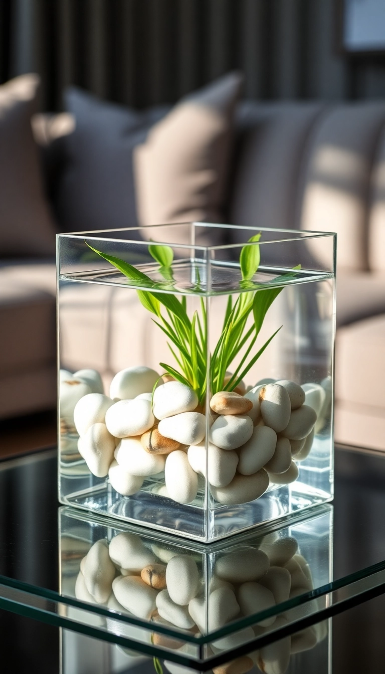 15 Aesthetic Indoor Water Garden Designs That Are Surprisingly Easy to Maintain! - 13. Elegant Glass Cube Garden