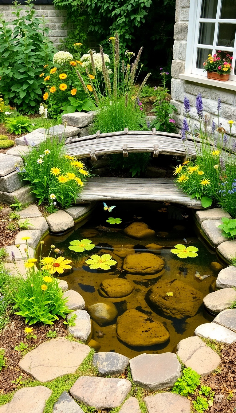 21 Gorgeous Water Garden Designs That Will Leave You in Awe (and Tips on Maintenance) - 3. Rustic Cottage-Style Water Garden