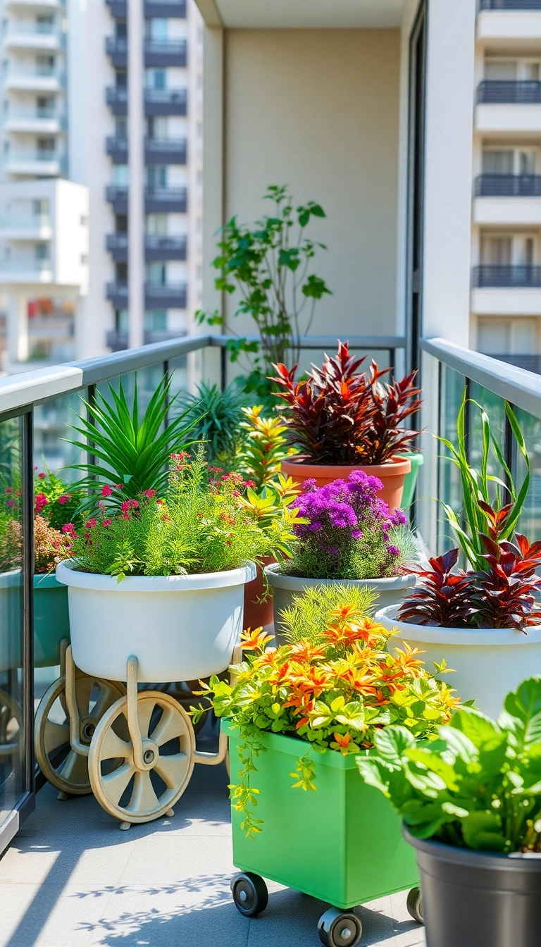 23 Balcony Garden Ideas That Will Transform Your Tiny Space into a Green Paradise! - 13. Portable Garden