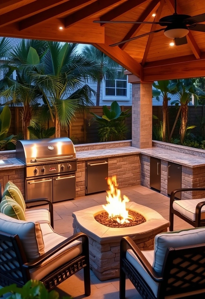 21 Tropical Garden Design Ideas to Transform Your Outdoor Oasis (You Won't Believe #12!) - 10. Fire Pits and Outdoor Kitchens