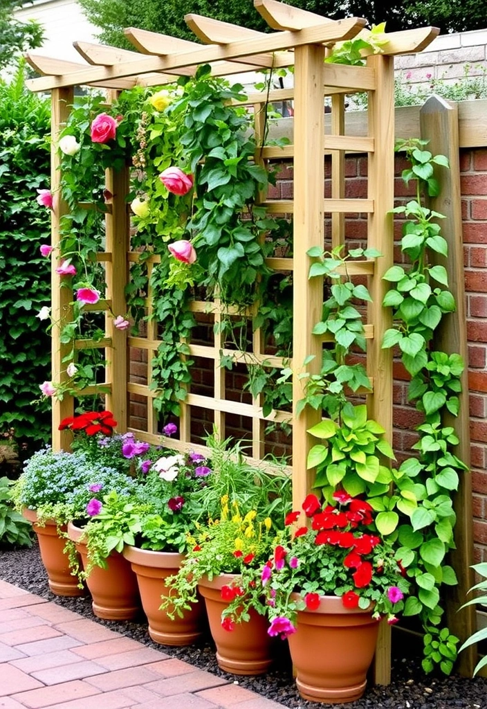 21 Garden Trellis Ideas That Will Transform Your Outdoor Space Forever! - 10. Trellis with Planters