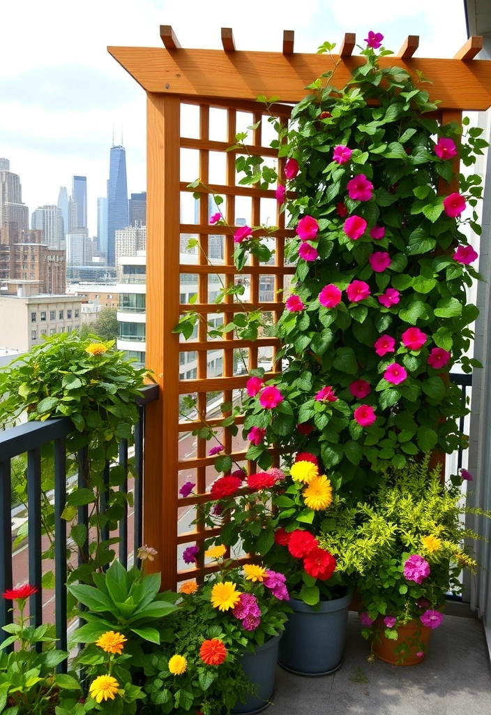 21 Small Balcony Garden Ideas That Will Transform Your Outdoor Space (You Won't Believe #10!) - 14. Garden Trellis for Climbing Plants